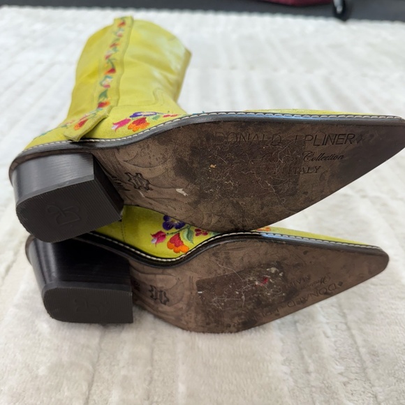 Rare Donald J. Pliner Lime Green Suede Western Boots Size 6 - Made in Italy - Picture 7 of 12